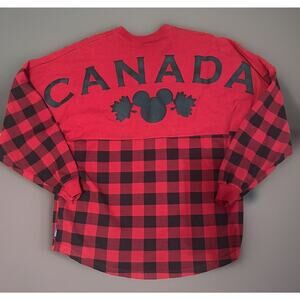 Disney Parks Spirit Jersey Medium Canada Mickey Plaid Epcot World Showcase